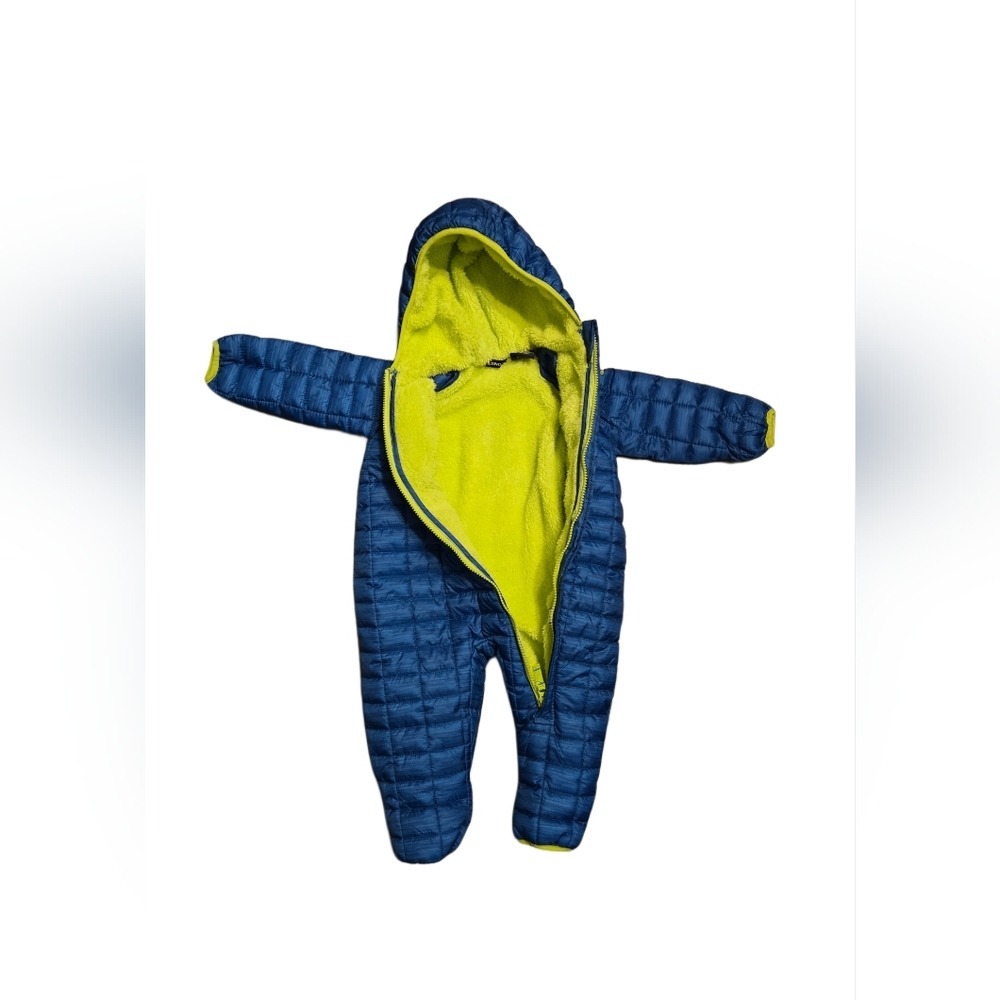 Snozu Baby Blue Quilted Hooded Snowsuit 9-12 Months Warm Fleece Lined Bunting - Picture 3 of 8